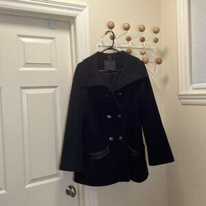 Mackage - Classic Wool Cashmere Blend Pea Coat Jacket - Black - Small